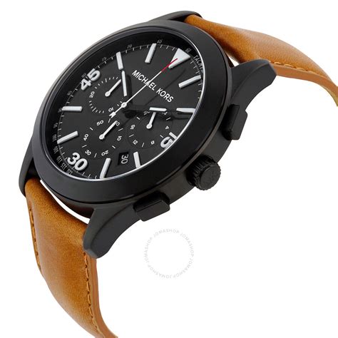 michael kors gareth chronograph black dial brown leather men's watch|Michael Kors Gareth Chronograph Black Dial Brown Leather .